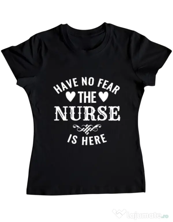 Tricou ADLER dama The nurse is here Negru