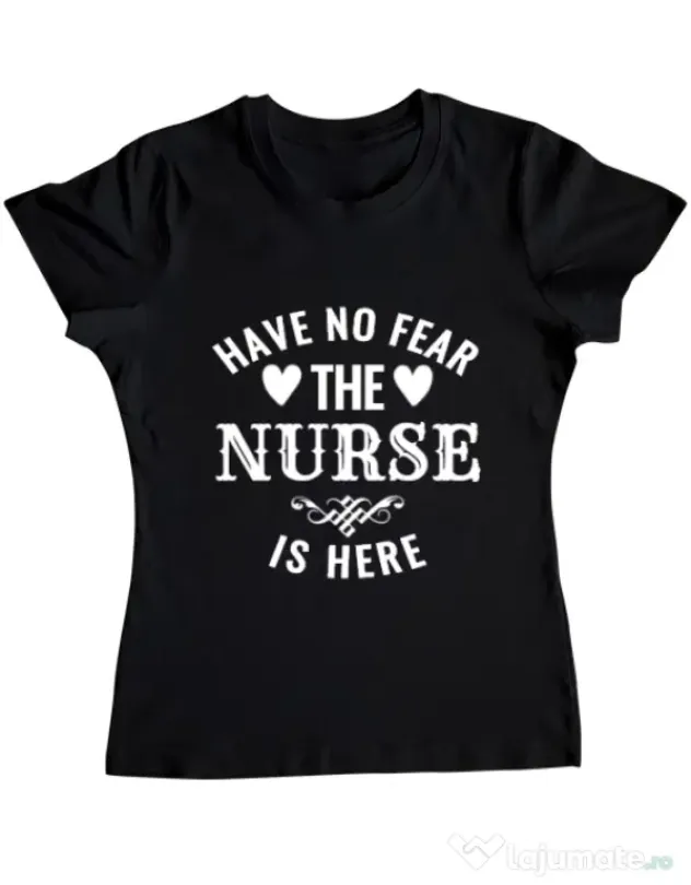 Tricou ADLER dama The nurse is here Negru