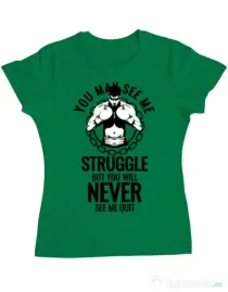 Tricou ADLER dama Never quit Verde mediu