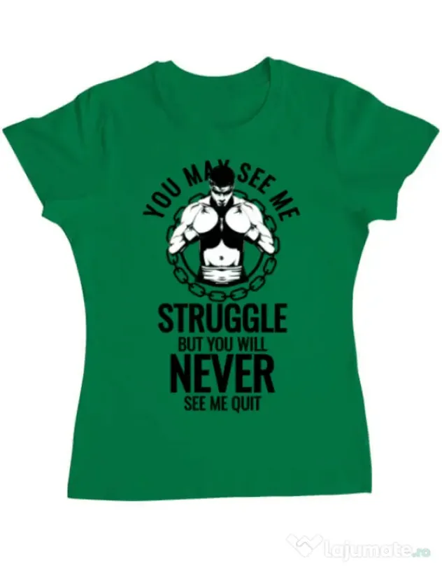 Tricou ADLER dama Never quit Verde mediu