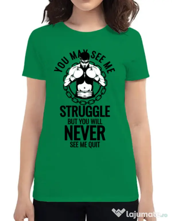 Tricou ADLER dama Never quit Verde mediu