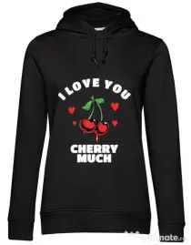 Hoodie dama cu gluga Love you cherry much Negru