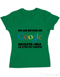 Tricou ADLER dama Nu am nevoie de google Verde mediu