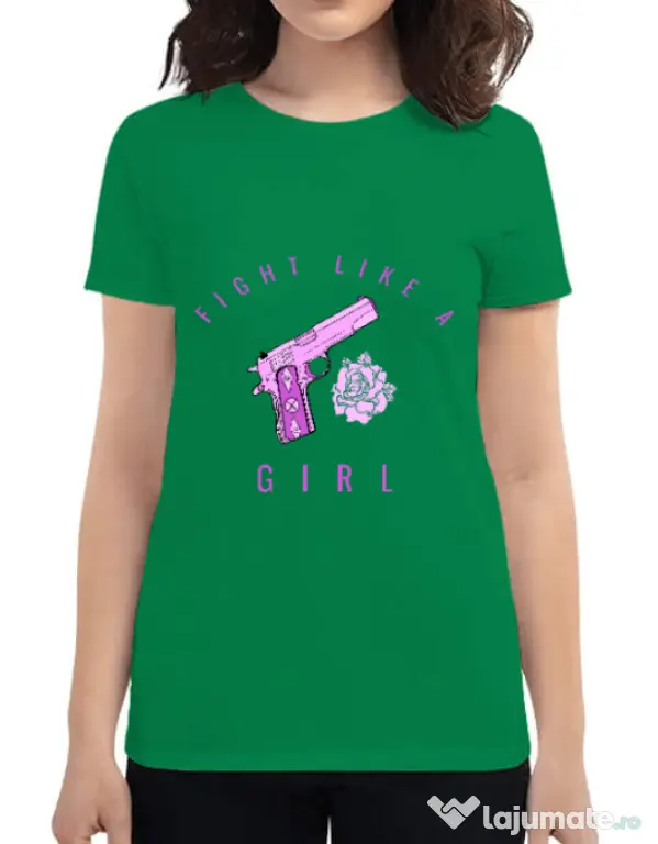 Tricou ADLER dama Fight like a girl Verde mediu