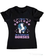 Tricou ADLER dama Just a unicorn Negru