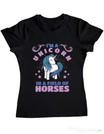 Tricou ADLER dama Just a unicorn Negru