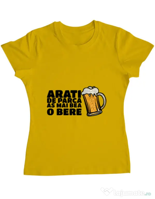 Tricou ADLER dama As mai bea o bere Galben