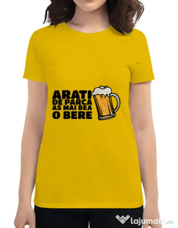 Tricou ADLER dama As mai bea o bere Galben