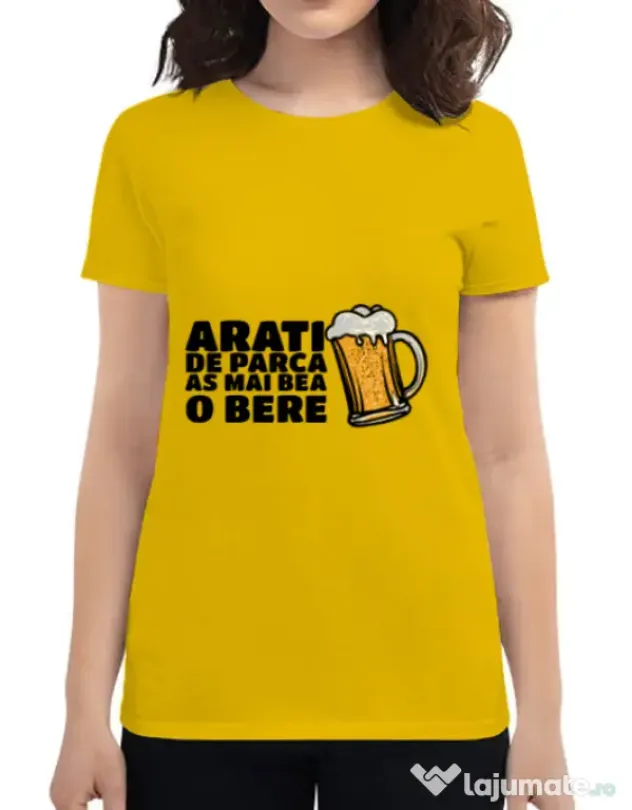 Tricou ADLER dama As mai bea o bere Galben