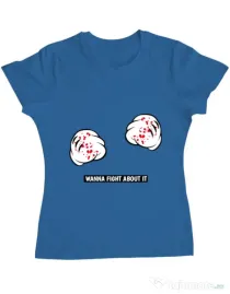 Tricou ADLER dama Wanna fight about it Albastru azuriu