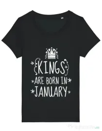 Tricou STANLEY STELLA dama Kings are born in january Negru