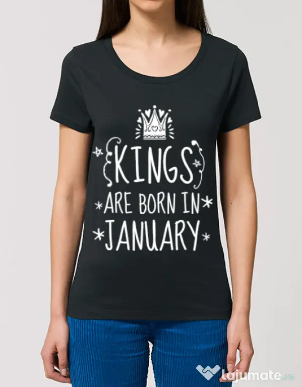Tricou STANLEY STELLA dama Kings are born in january Negru