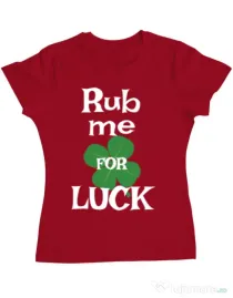 Tricou ADLER dama Rub me for luck Rosu