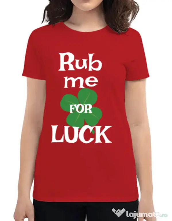 Tricou ADLER dama Rub me for luck Rosu