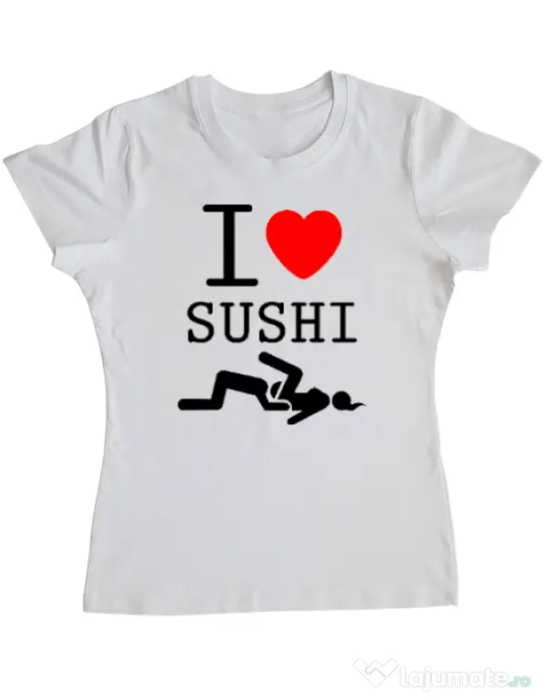 Tricou ADLER dama I love sushi Alb