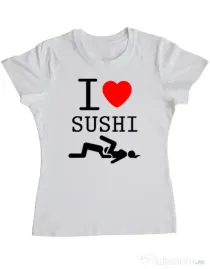 Tricou ADLER dama I love sushi Alb