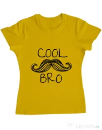 Tricou ADLER dama Cool moustache bro Galben