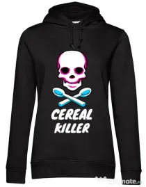 Hoodie dama cu gluga Cereal killer Negru