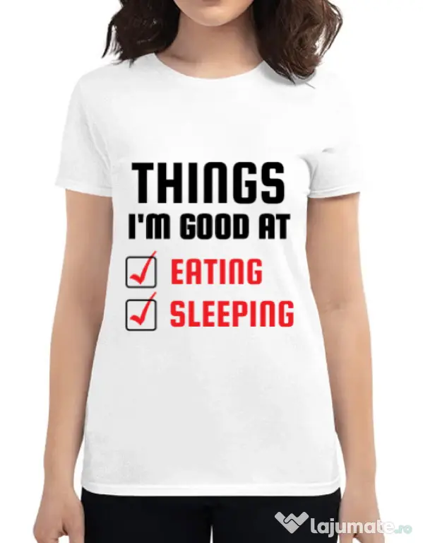 Tricou ADLER dama Things I am good at Alb