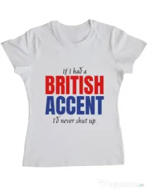 Tricou ADLER dama British accent Alb