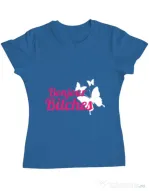 Tricou ADLER dama Bonjour bitches Albastru azuriu