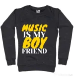 Bluza ADLER dama Music is my boyfriend Negru melanj