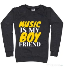Bluza ADLER dama Music is my boyfriend Negru melanj