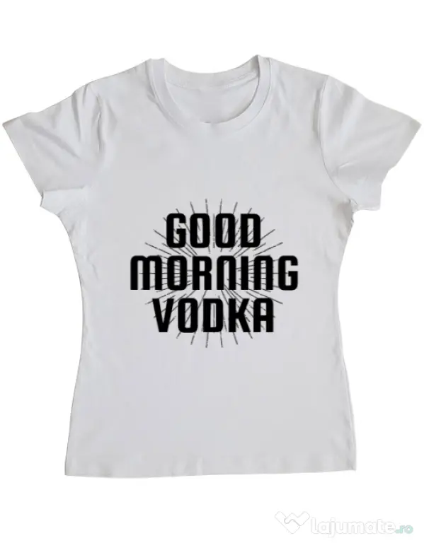 Tricou ADLER dama Good morning vodka Alb