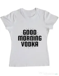 Tricou ADLER dama Good morning vodka Alb