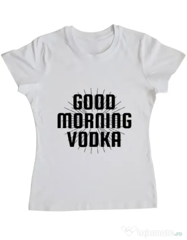 Tricou ADLER dama Good morning vodka Alb