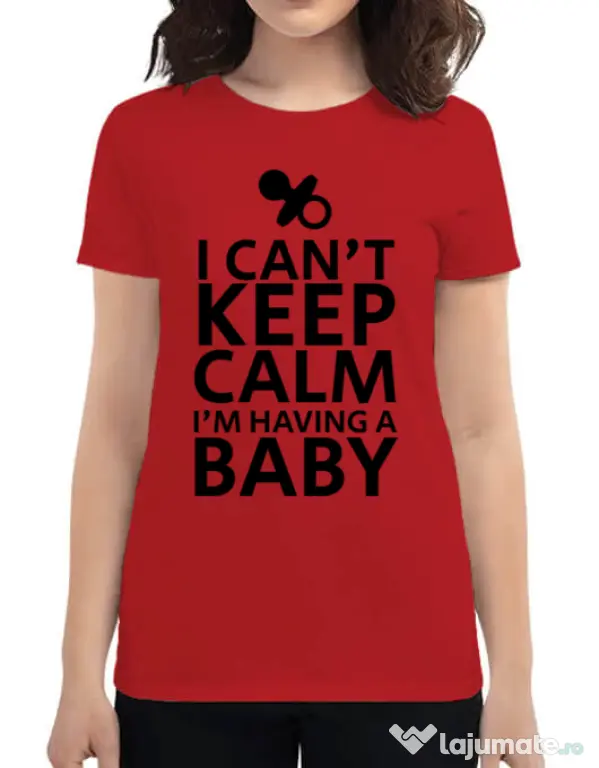 Tricou ADLER dama I am having a baby Rosu