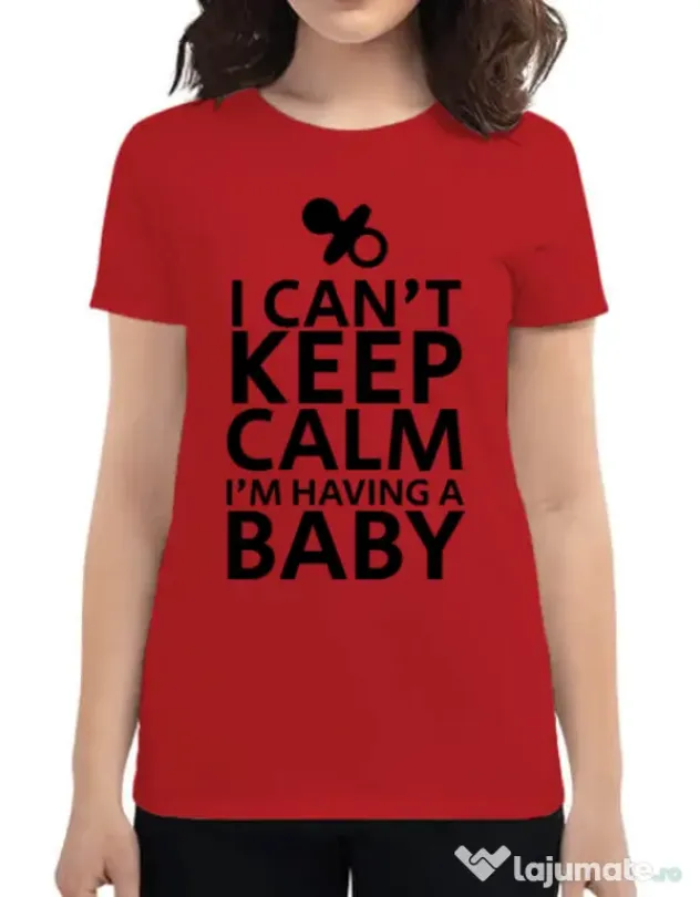 Tricou ADLER dama I am having a baby Rosu