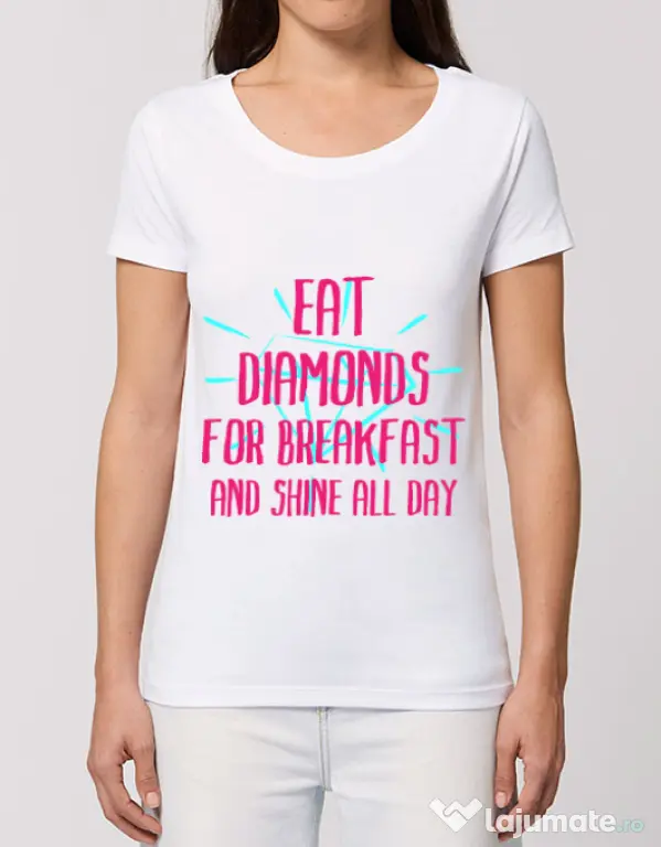 Tricou STANLEY STELLA dama Eat diamonds Alb