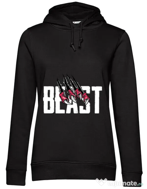 Hoodie dama cu gluga Beast Negru