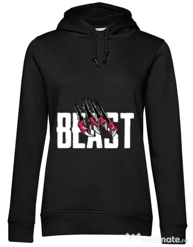 Hoodie dama cu gluga Beast Negru