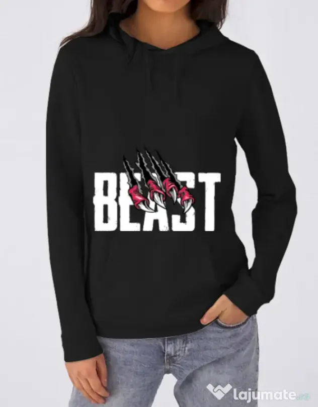 Hoodie dama cu gluga Beast Negru