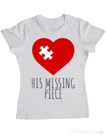 Tricou ADLER dama His missing piece Alb