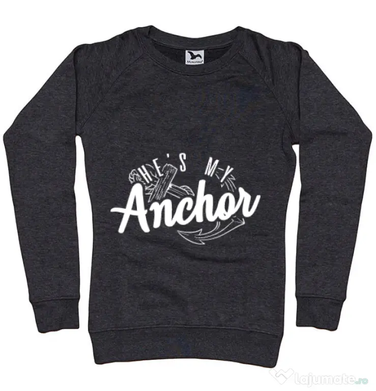 Bluza ADLER dama He s my anchor Negru melanj