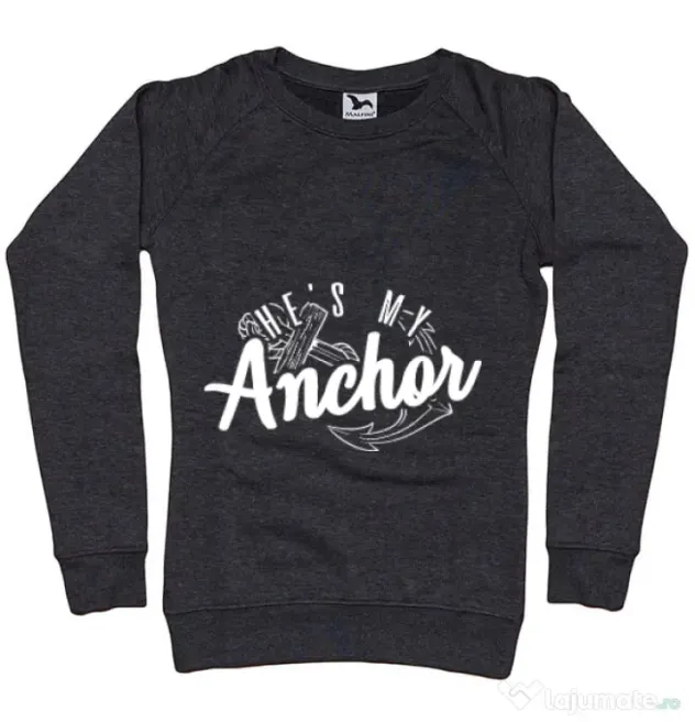 Bluza ADLER dama He s my anchor Negru melanj