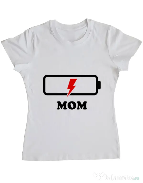 Tricou ADLER dama Mom battery Alb