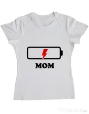 Tricou ADLER dama Mom battery Alb 