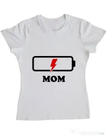 Tricou ADLER dama Mom battery Alb