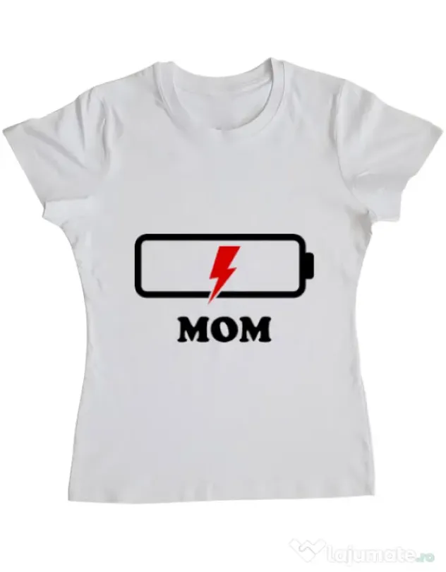 Tricou ADLER dama Mom battery Alb