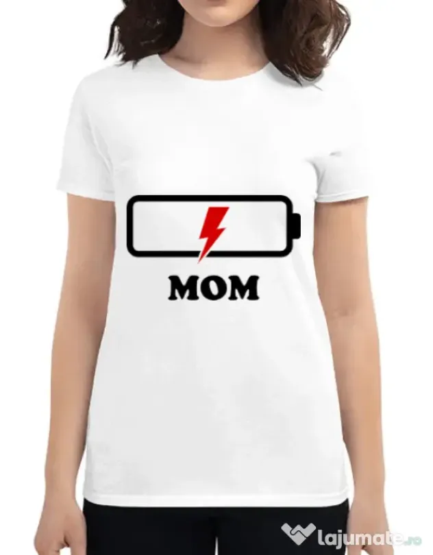 Tricou ADLER dama Mom battery Alb