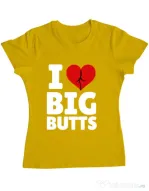 Tricou ADLER dama I love big butts Galben