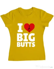 Tricou ADLER dama I love big butts Galben