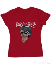 Tricou ADLER dama Born to ride Rosu