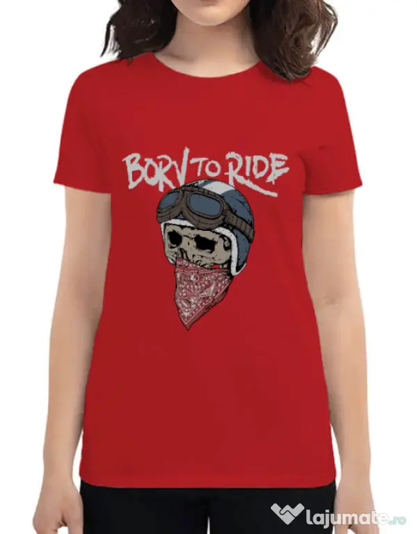 Tricou ADLER dama Born to ride Rosu