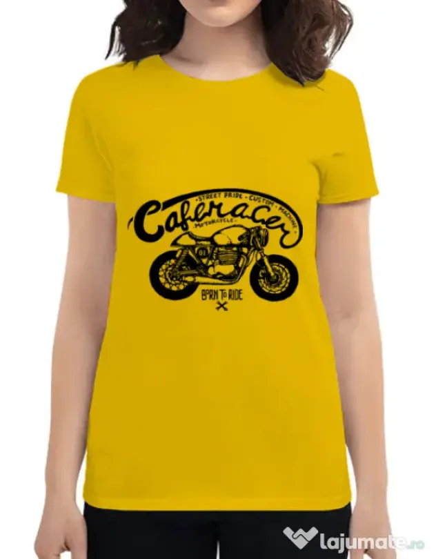 Tricou ADLER dama Caferacer Galben