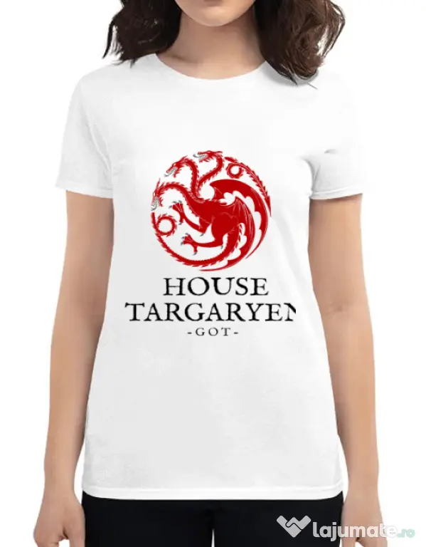 Tricou ADLER dama House Targaryen Alb